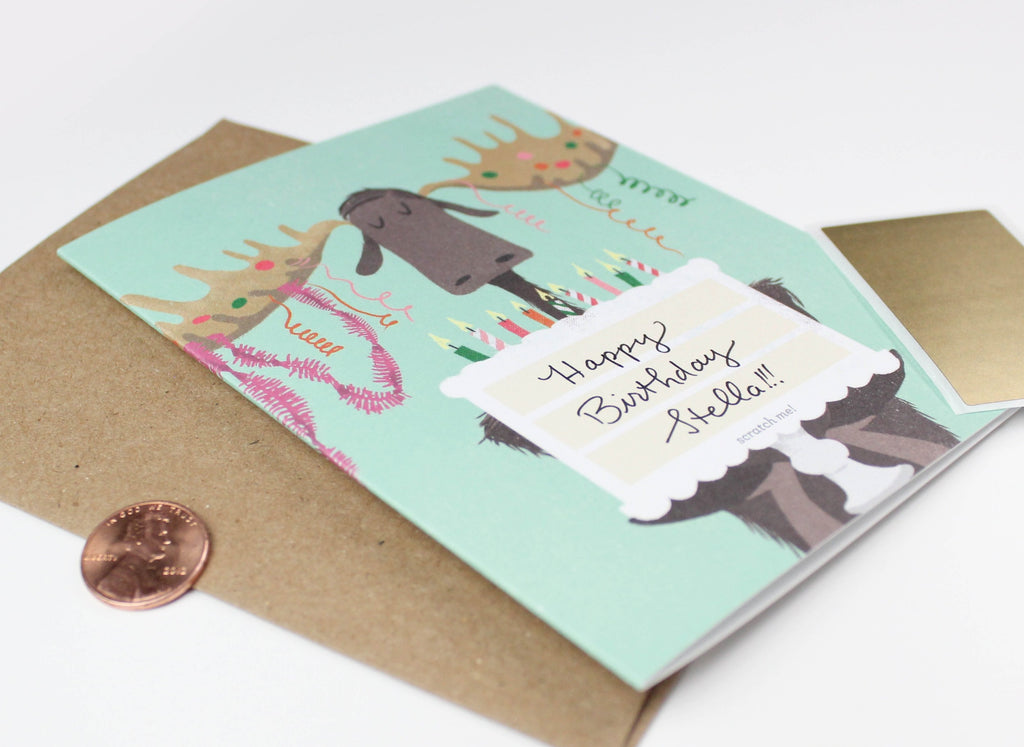 Happy Birthday Moose Scratch-Off Birthday Card