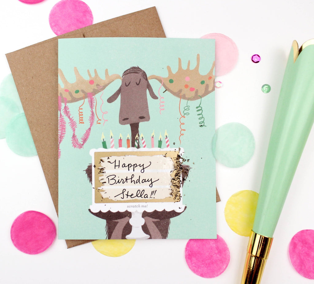 Happy Birthday Moose Scratch-Off Birthday Card