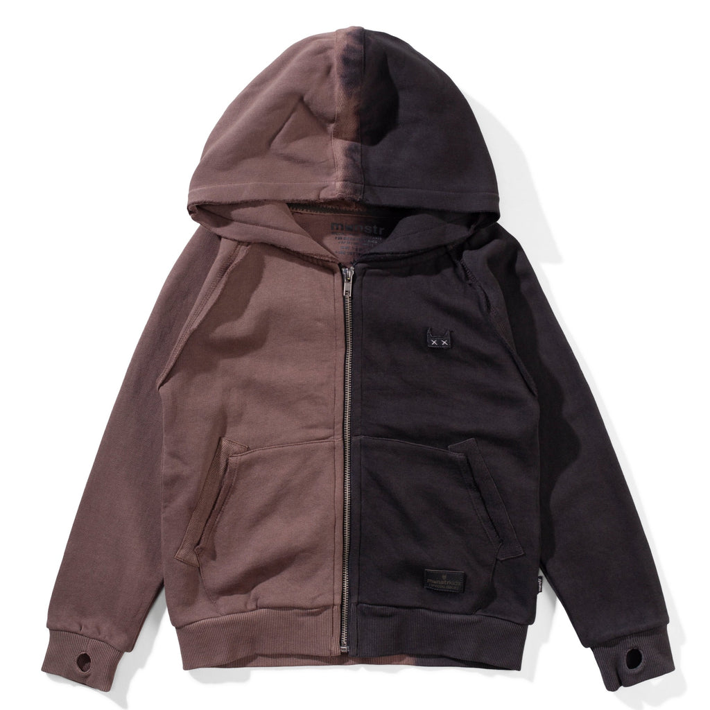 Munster Time to Ride Brown/Black hoodie | Zipup front | Banded wrists & waist | thumbholes | 