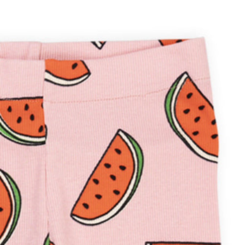 CarlijnQ Watermelon print bike shorts | Organic Cotton & Modal  | elastis waist - closeup