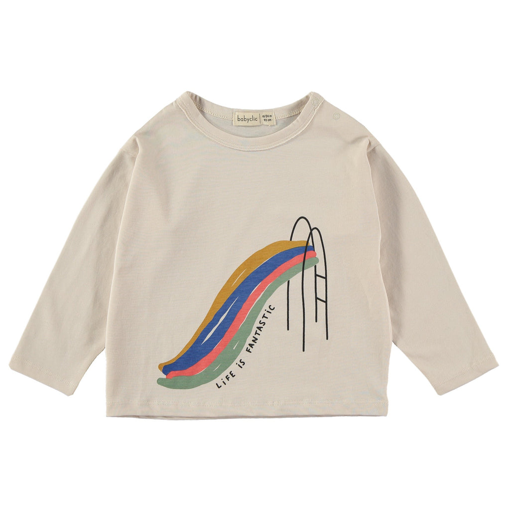 'Life is Fantastic" Organic Cotton Long Sleeve Kids Tee shirt | Rainbow Slide graphic | by BabyClic