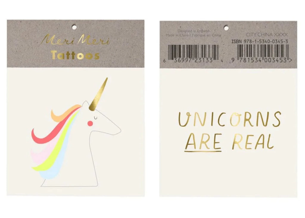 Temporary Tattoos for Kids | Unicorns are Real | 2 in a pack