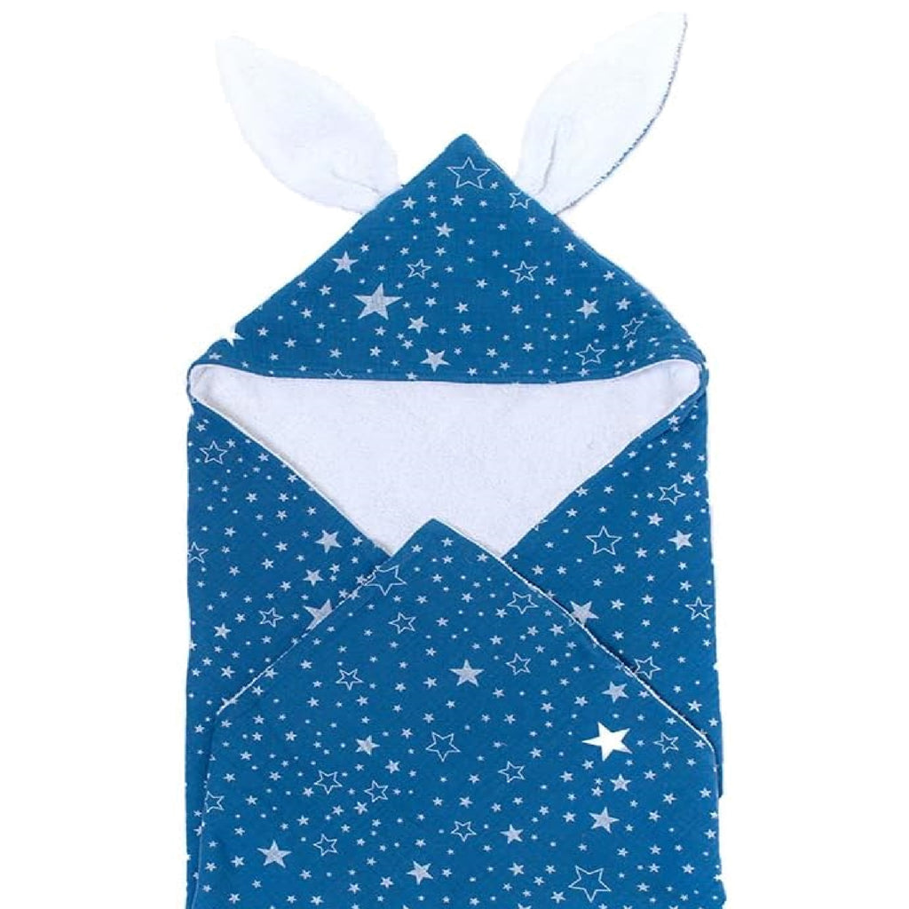 Organic cotton hooded infant bath towel | Terry on inside, muslin on outside | fun floppy ears | 28" x 28"