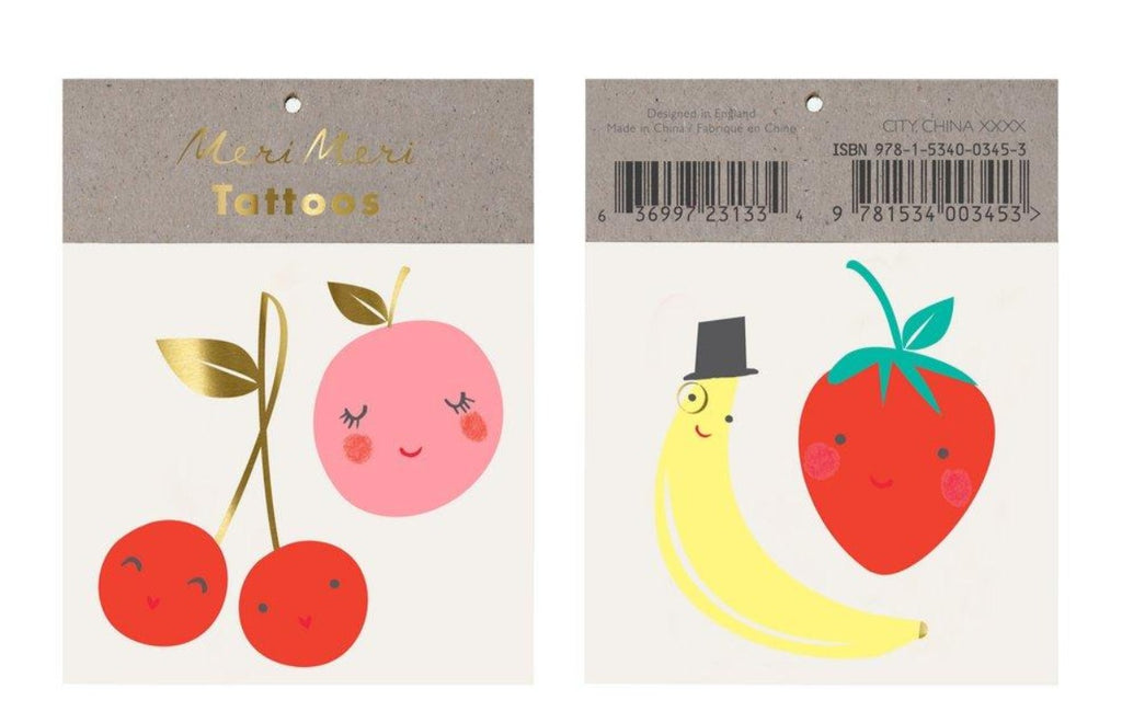 Temporary Tattoos for Kids | Fruit theme | 2 in a pack
