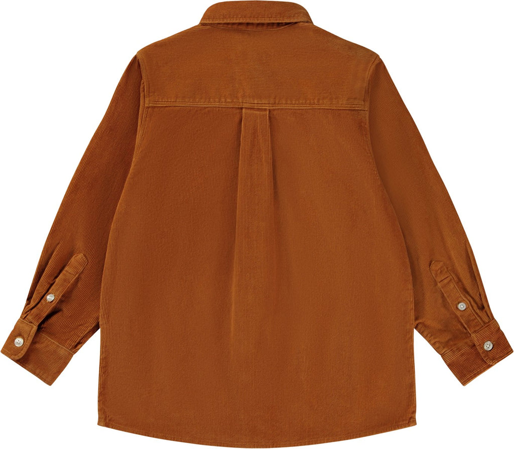 Molo Cotton Corduroy Long Sleeve Button-down Shirt in Burnt Orange - back