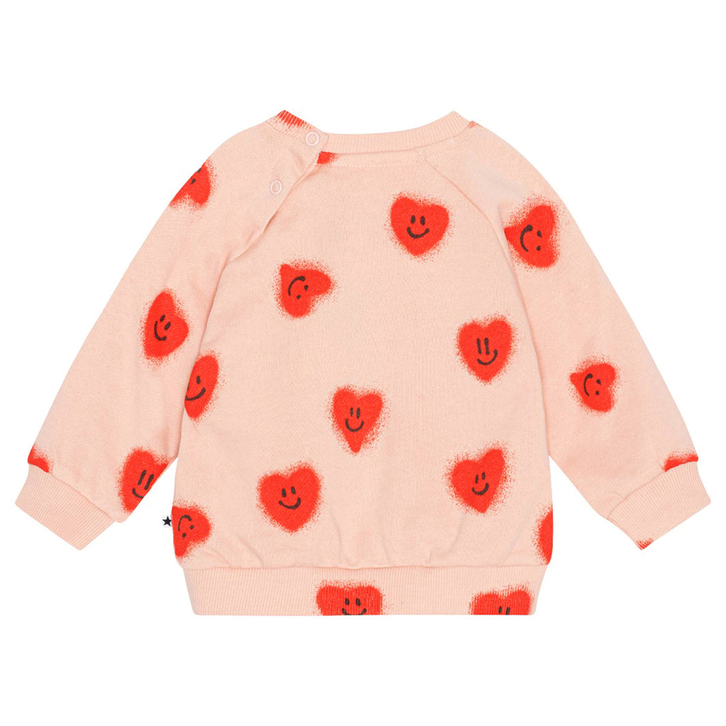 Happy Hearts infant Sweatshirt | organic cotton | snap close at shoulder - back of shirt
