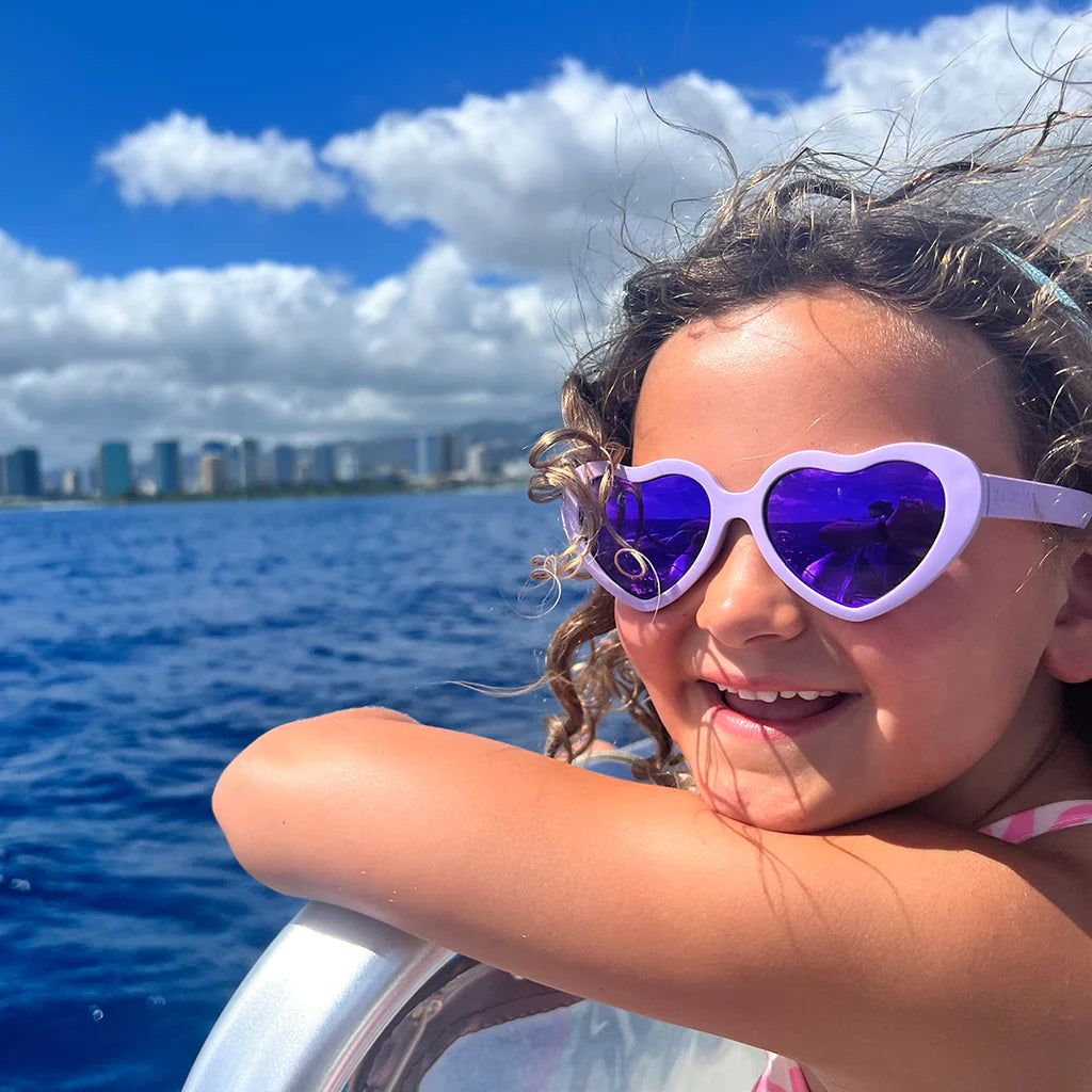 Lilac Heart Shaped Rose Mirror Lens Kids Sunglasses