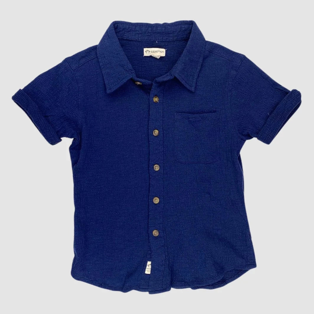 Navy ButtonUp Short Sleeve Shirt by Appaman Black Wagon Kids