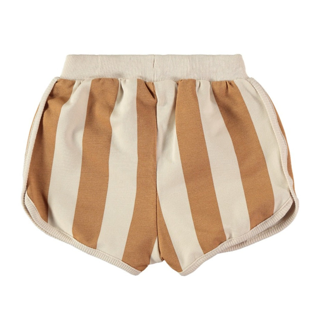 Babyclic Organic Cotton Shorts - Wide Stripes in Cream & clay colors - back