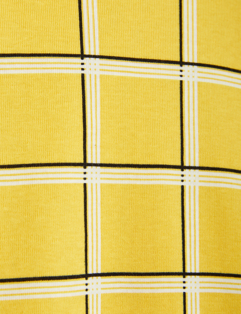 Mini Rodini Kids Check Tee Shirt - Yellow Short Sleeve - closeup