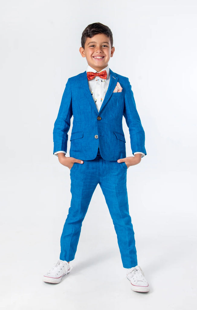 Appaman Linen Summer 2-piece Kids Suit in Riviera Blue
