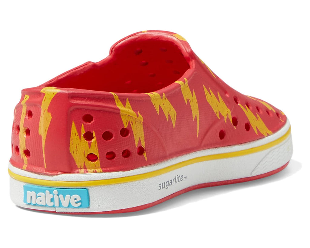 Native Kids Water Shoe in Hyper Red with Lightning Bolts - back