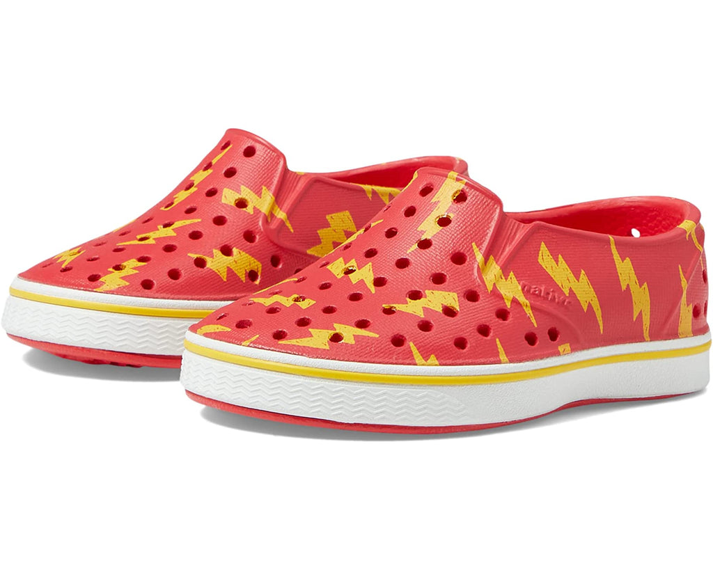 Native Toddler Water Shoe in Hyper Red with Lightning Bolts