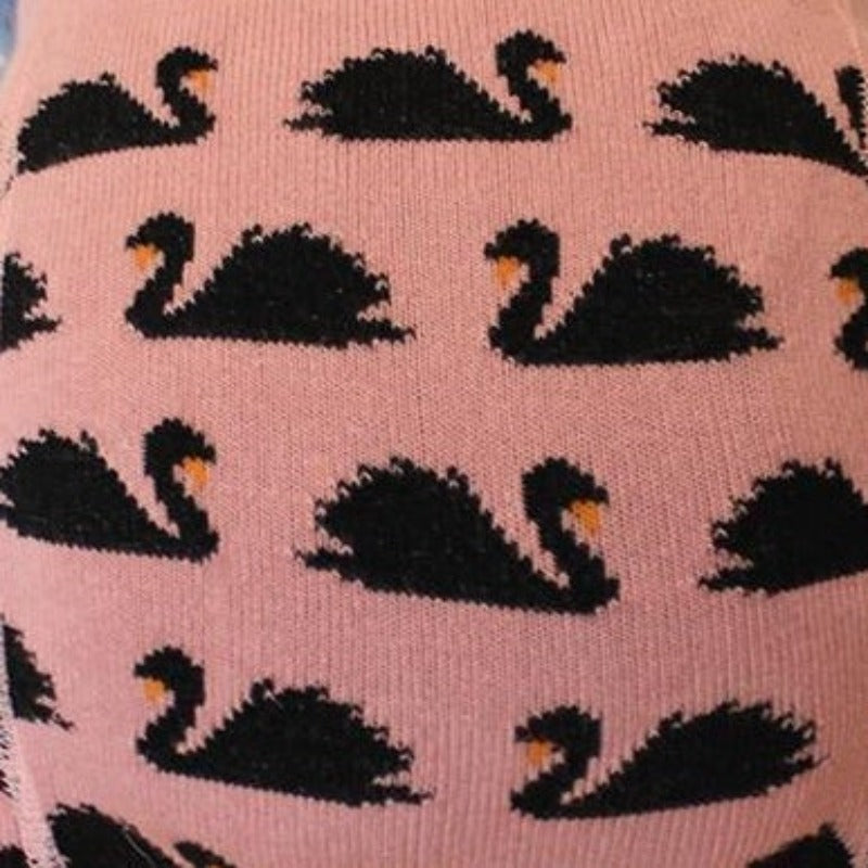 Slugs & Snails Pink Tights with Swan Print