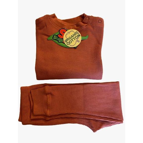 Terracotta Cotton Waffle Weave Top & Bottoms for Kids
