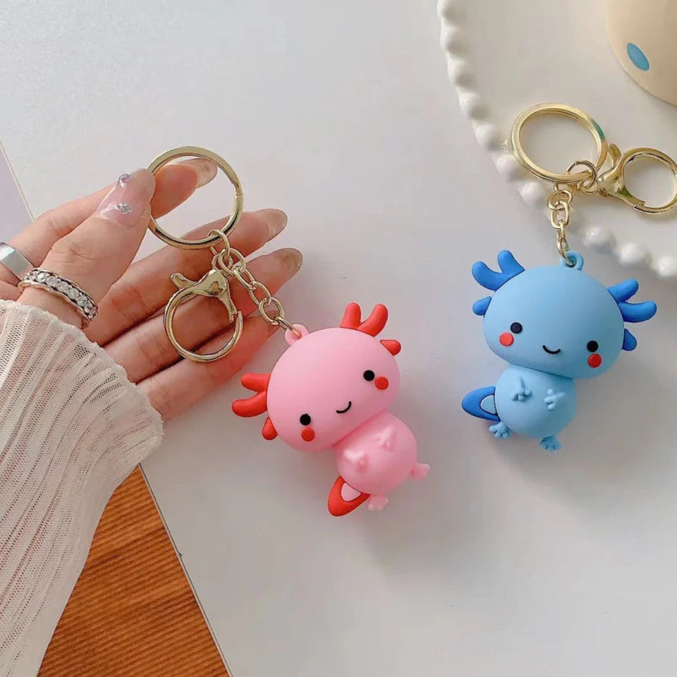 Three colorful axolotl bag charms/keychains  | three colors: blue, purple, pink | sold separately