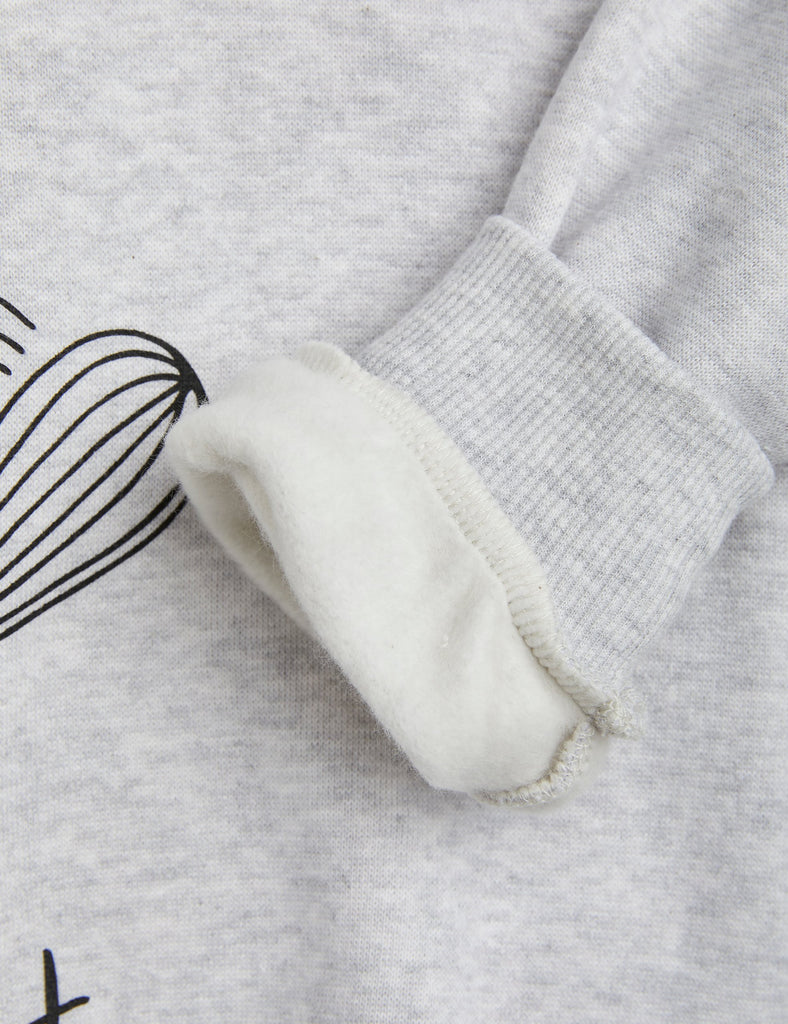 Mini Rodini Chef Cat Print Organic Cotton Gray Sweatshirt - ribbing