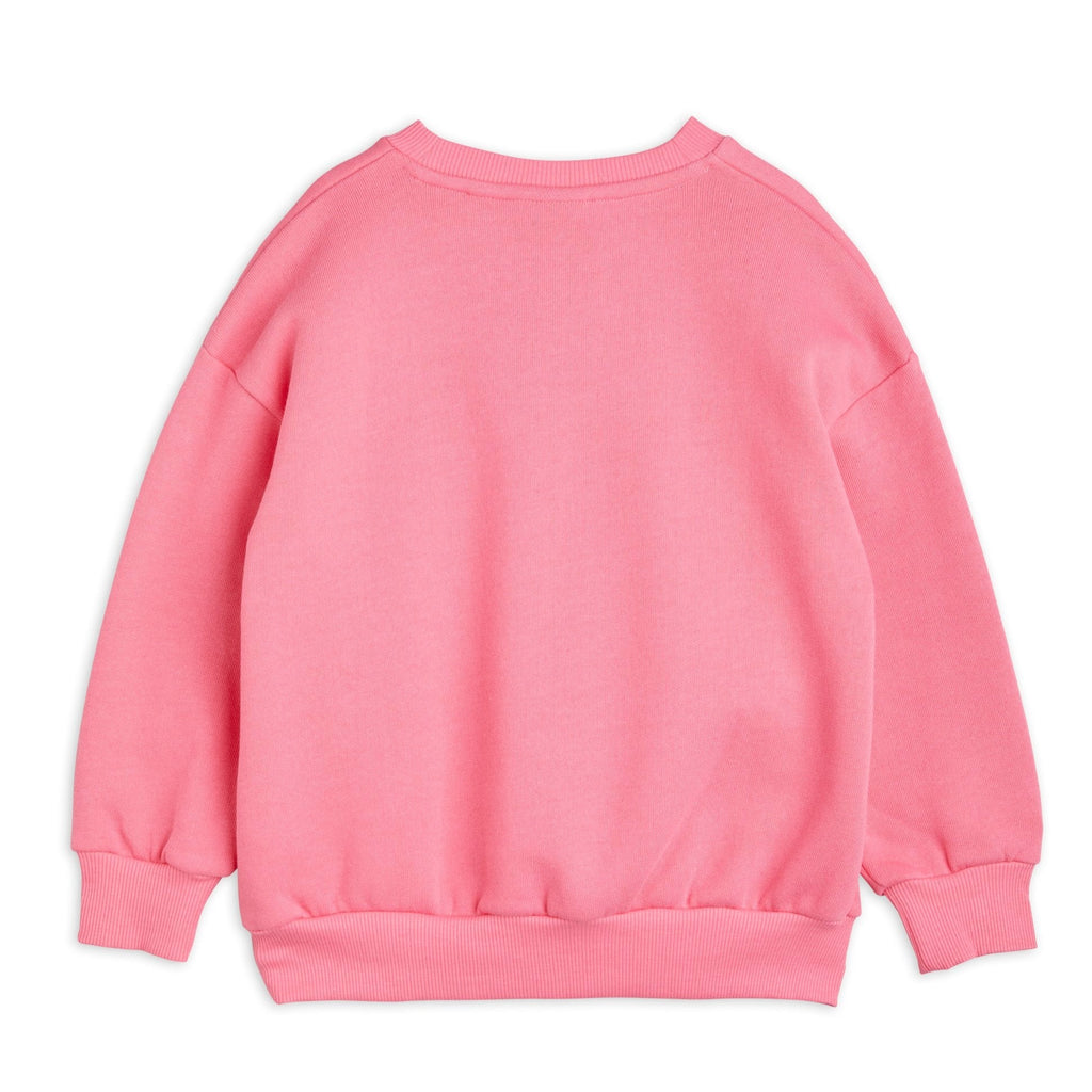 Mini Rodini Cat Face Organic Cotton Sweatshirt | Pink  | Back