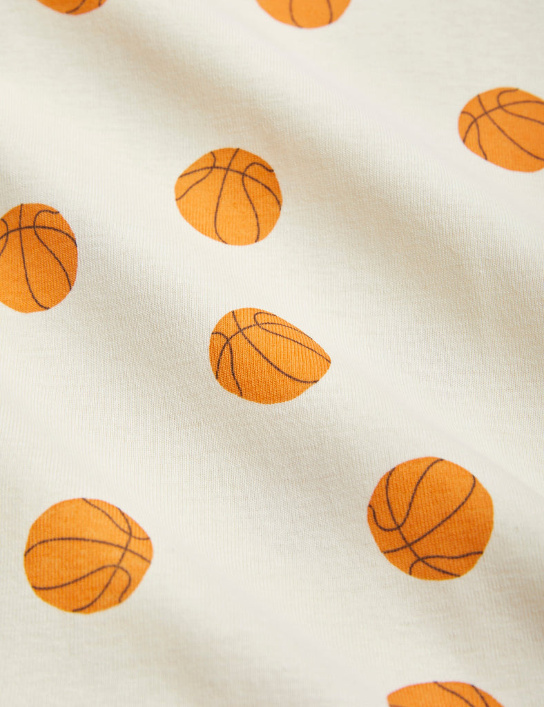 Mini Rodini Basketball Print Tank Top | 100% Organic Cotton Jersey | Racerback | White -Print Closeup