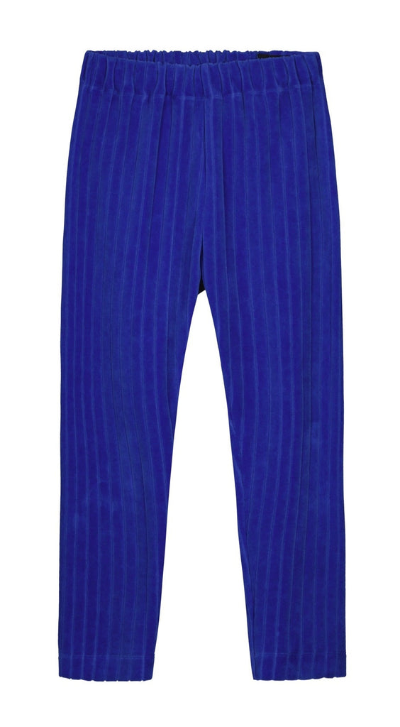 Mainio Bright Blue Velour Wide Rib Pant | Elastic Adjustable waist | Open at ankle