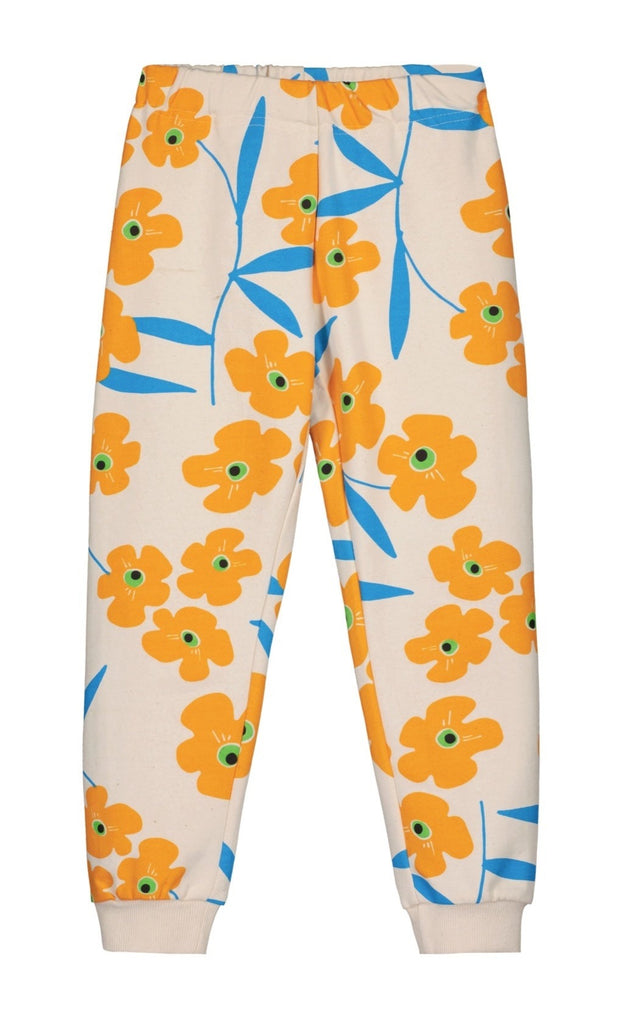 Organic cotton Happy Blooms Kids Sweatpants | Undyed Cotton | Adjustable Elastic Waist | Ribbed at andkles 