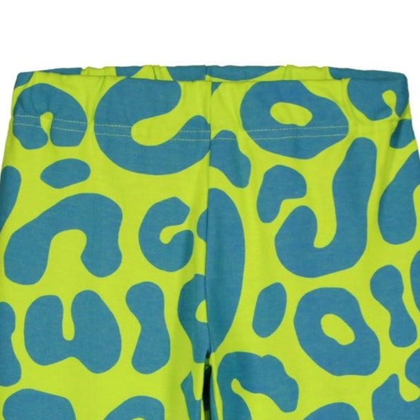 Mainio Animal Print Organic Cotton Sweatpant | Elastic Adjustable Waist | Cuffed at ankles | green with dark green print