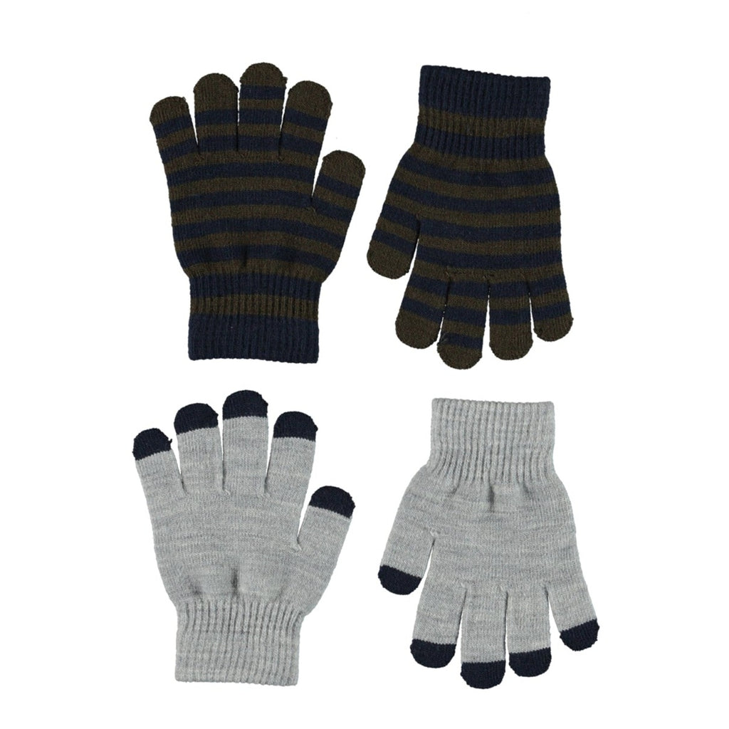 Brown Black Strip / Gray glove set