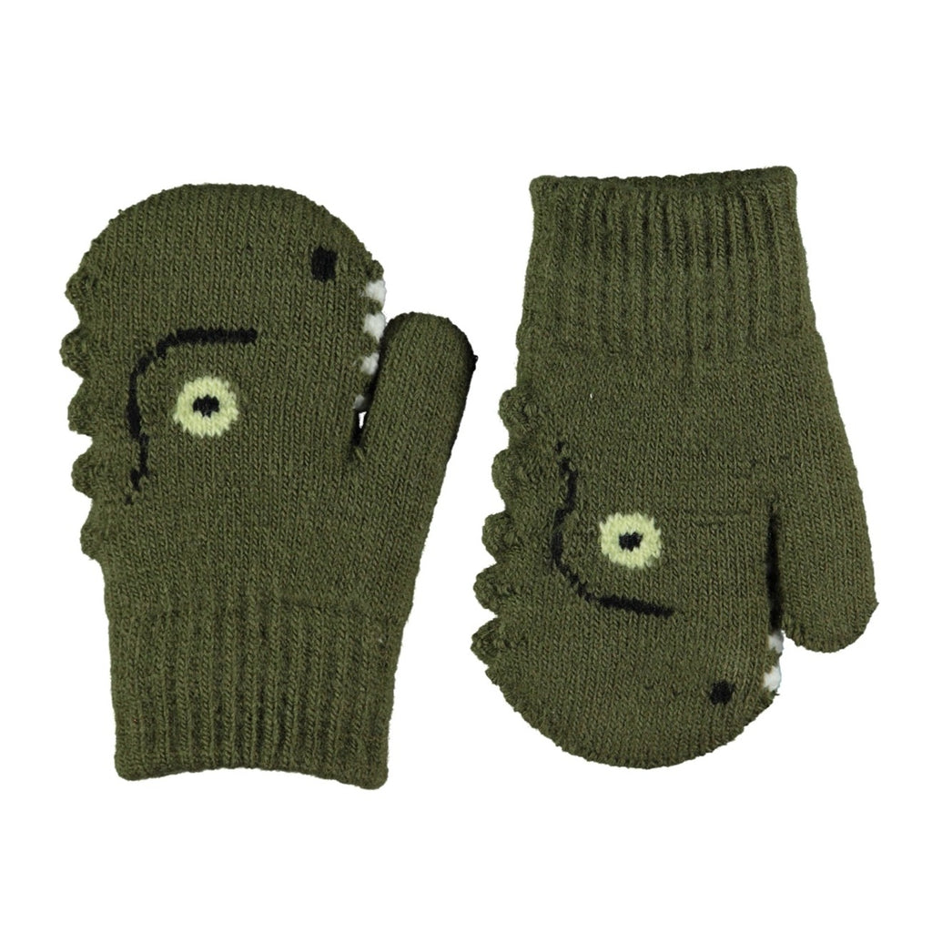 Molo Infant/Toddler Acrylic mittens in a Dinosaur Motif | 2 sizes: 1-2y and 3-5y | So fun