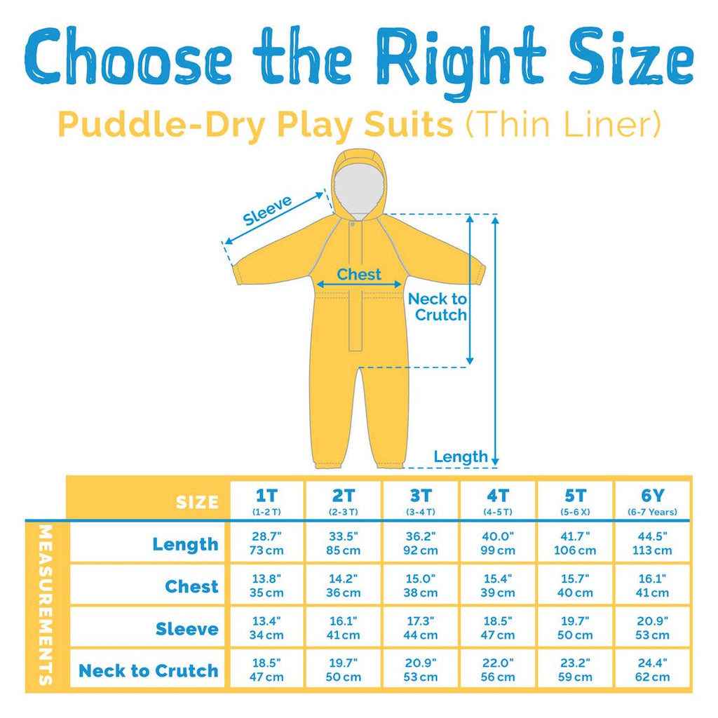 jan & Jul Puddle Dry Thin Play Suit Size chart