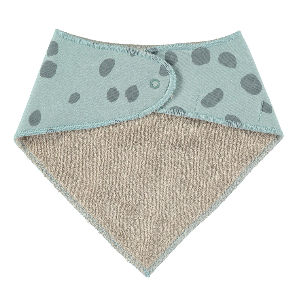 Minty Print bandana bib | 2 Position Snap Close in back | Organic Cotton front/terry back/water repellent inside so no leaks | High Quality - back