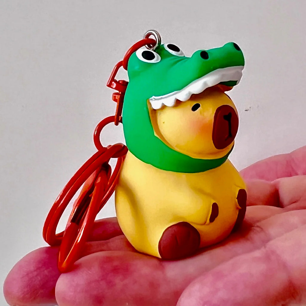 Capybara bag charm / crocodile head shown | silicon | child safe | has a clip for hanging and key  holder | sold separately