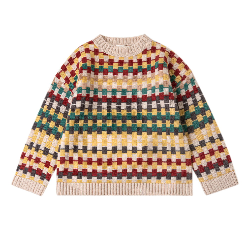 100% Merino Wool Autumn Colors Kids Sweater - front