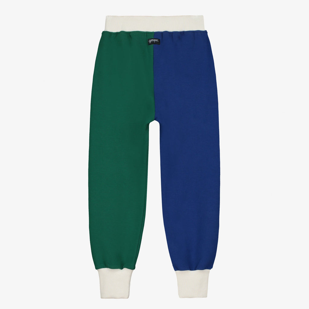 Cotton/Modal blend tri-color kids sweatpants | White/Blue/Green | by Yporque from Spain | Sizes 2-10 yrs | back side