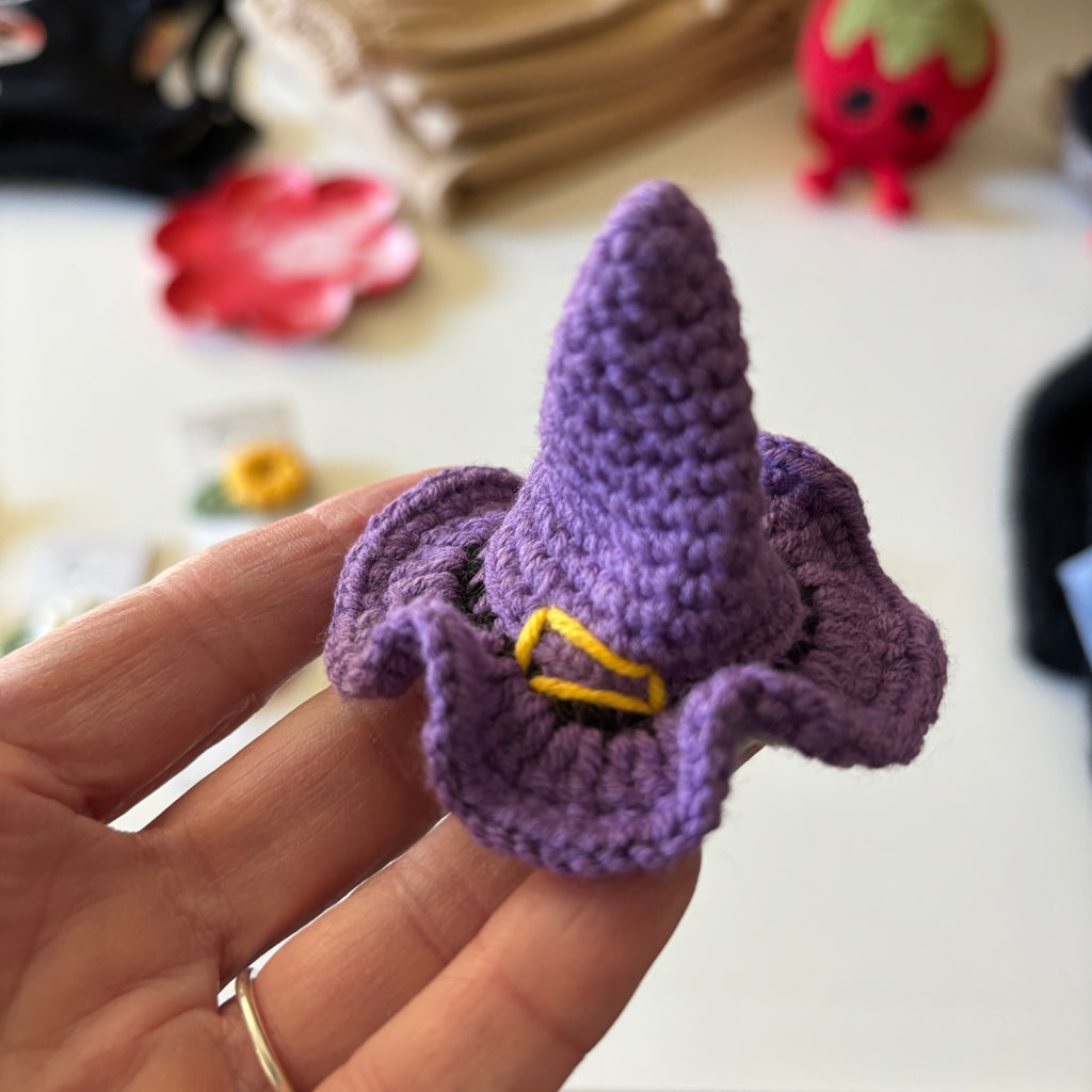 Purple witches hat infant/toddler hair clip | 2.5x2.5" | metal snap clip | perfect for introduction to Halloween dressup