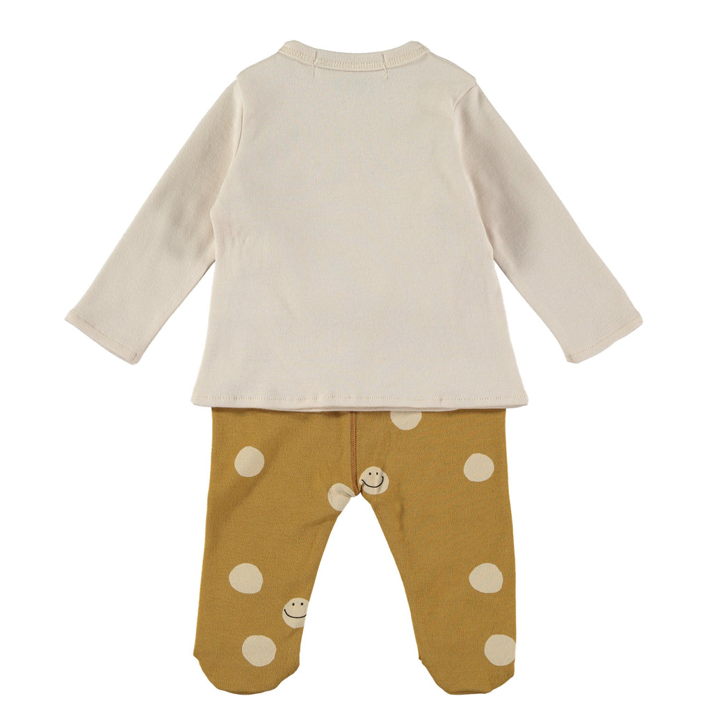 Infant Wrap Jacket & Footed Pant 2 Piece Outfit | New Baby | Organic Cotton | Wood Buttons | Footed Pant | Brushed Cotton - back