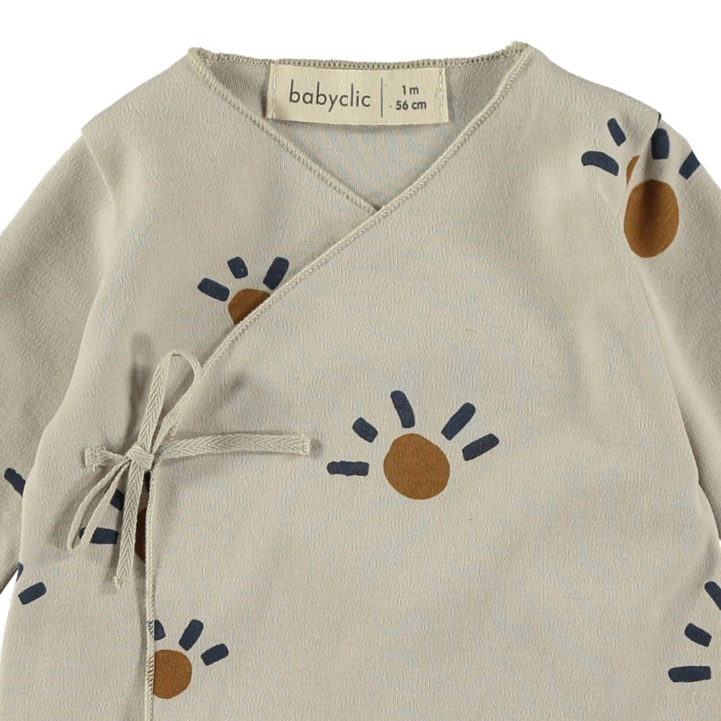 Quality Babyclic Infant Jacket & Pant Outfit | Organic Cotton | Kimono Wrap Close | Footed Pant | High Quality - closeup