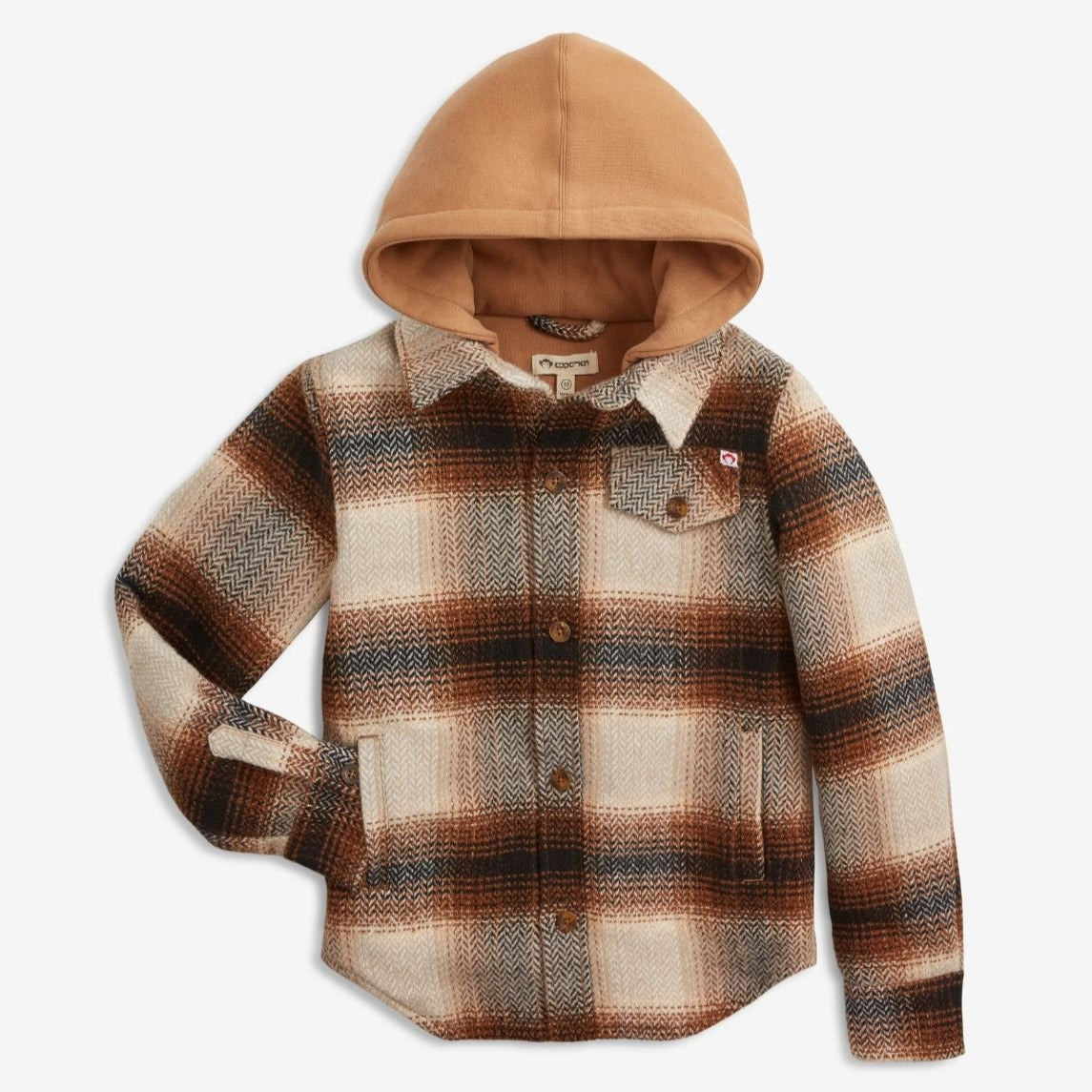 Cozy Winter Flannel Hoodie Brown Plaid Toddler Youth Sizes – Black