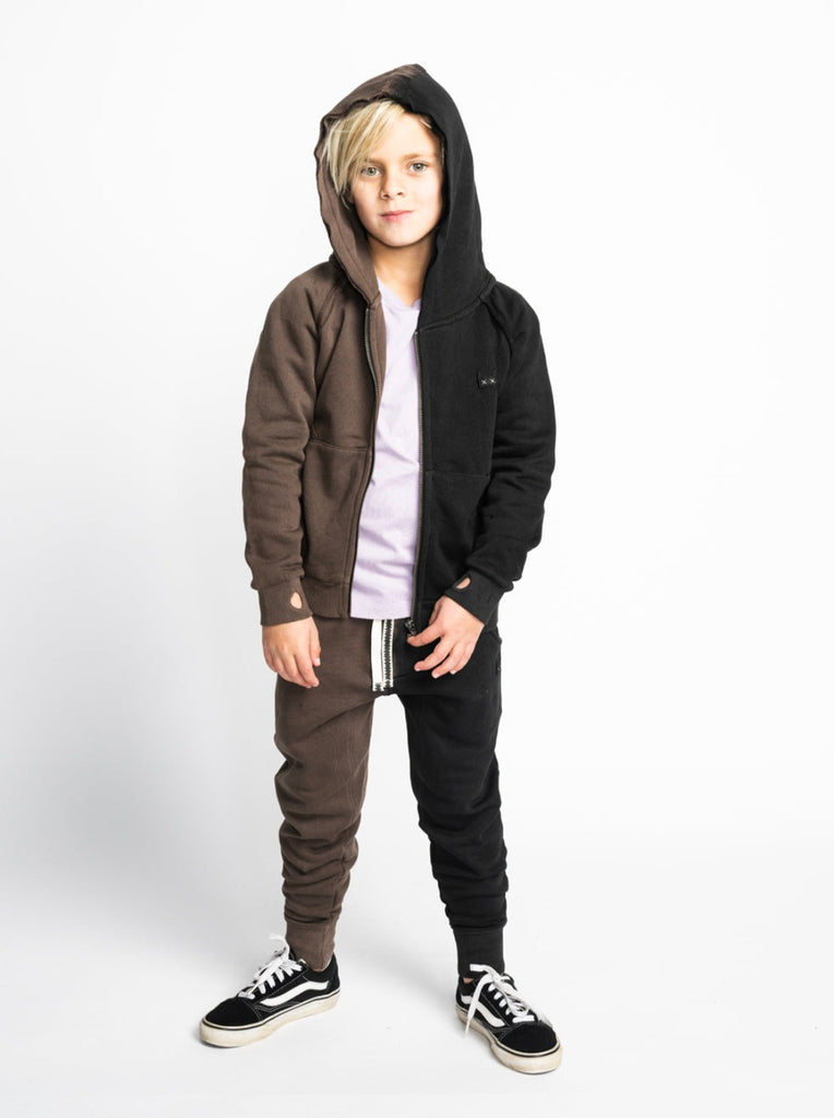 Munster Time to Ride Brown/Black hoodie | Zipup front | Banded wrists & waist | thumbholes 