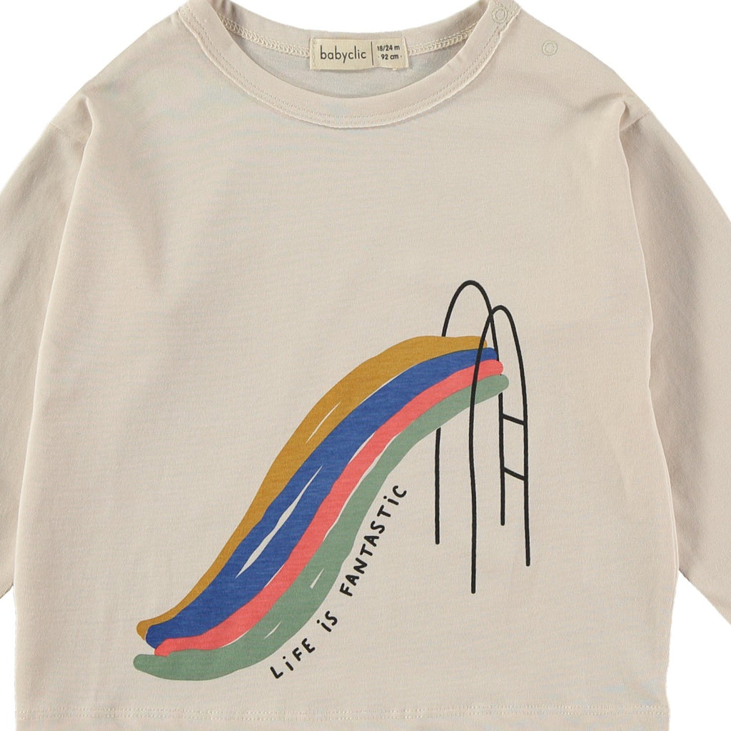 'Life is Fantastic" Organic Cotton Long Sleeve Kids Tee shirt | Rainbow Slide graphic | by BabyClic