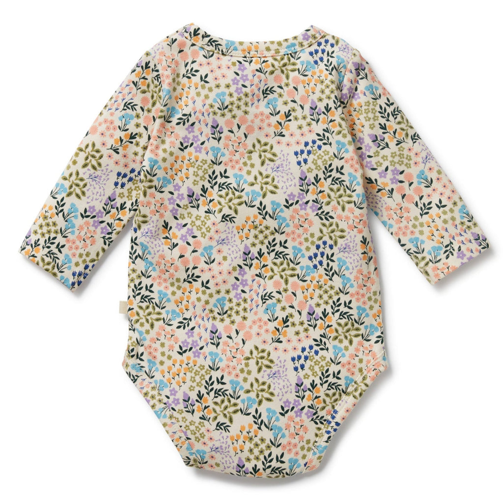 Floral organic cotton onesie | back of onesie