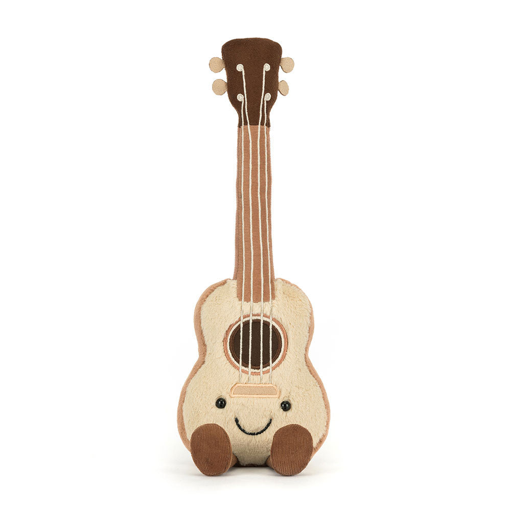Jellycat Amuseables Ukulele | Stuffed character | 13"h x 4"w | sponge clean | front view