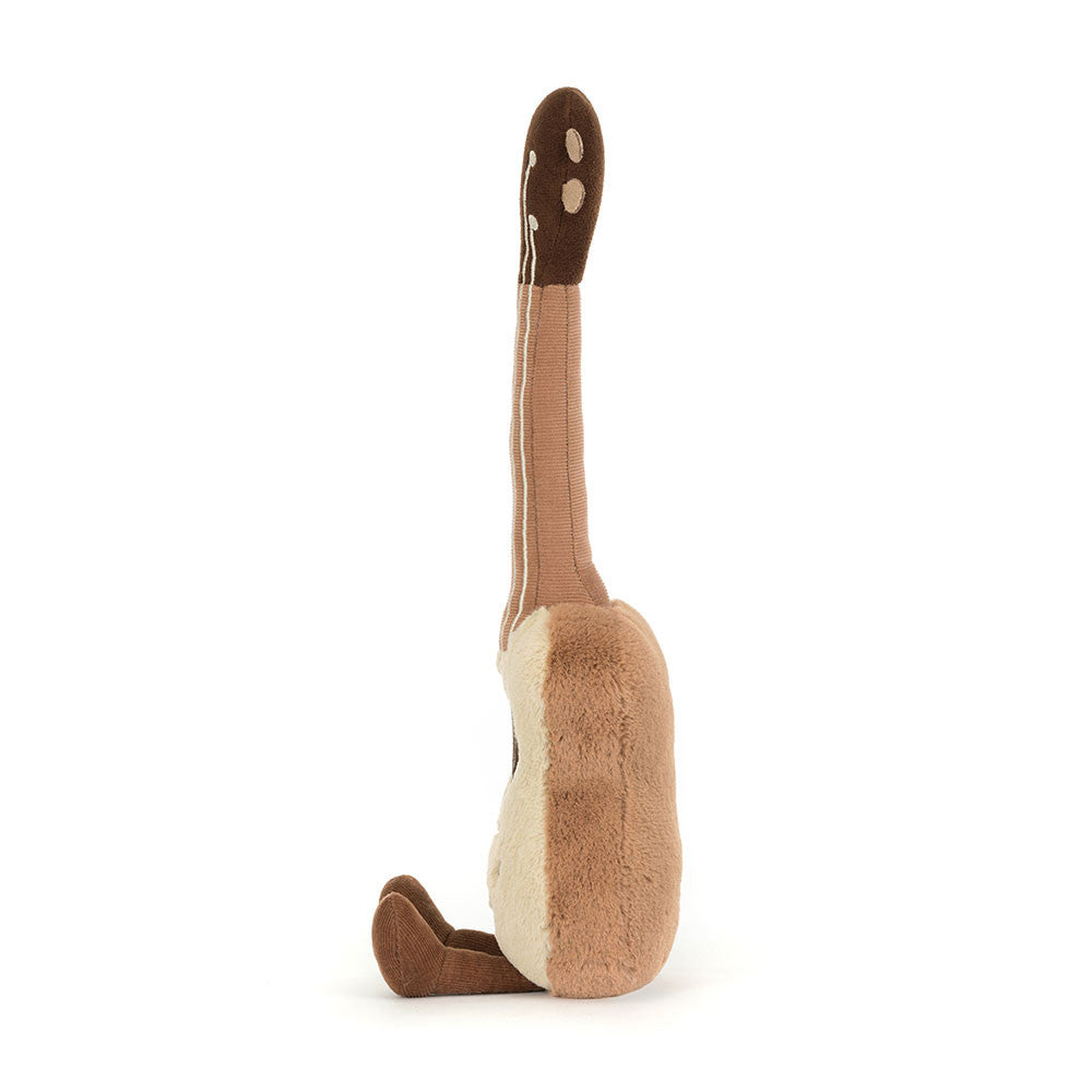 Jellycat Amuseables Ukulele | Stuffed character | 13"h x 4"w | sponge clean | side view