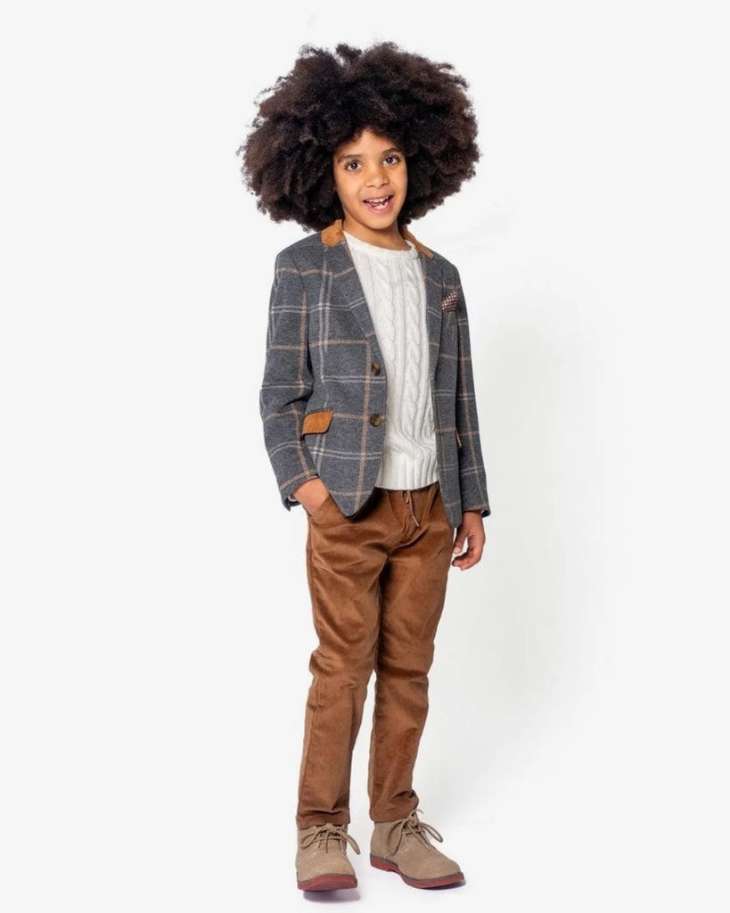 Kids brown corduroy pants | elastic waist w/drawstring | comfort fit | side pockets 