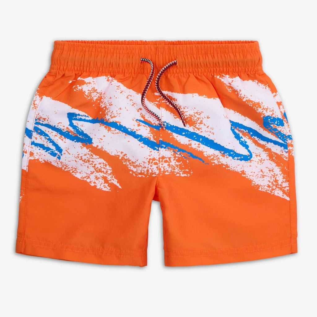 Mid Length Swim Trunks | orange, blue,white | quick-drying fabric 