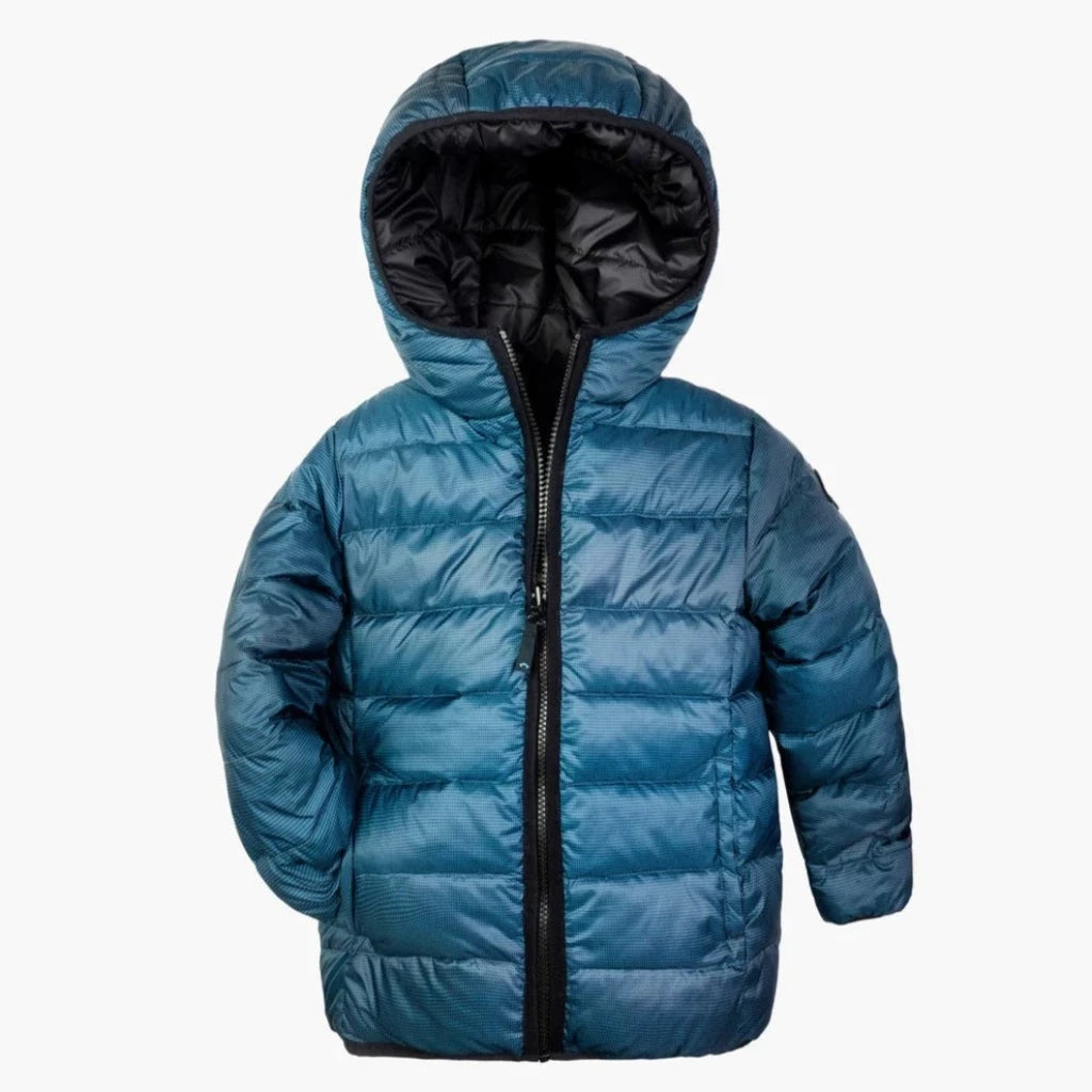 Appaman Medium Weight Winter Puffer Jacket | Reversible | Blue one side, Black the other | Zip up front | with Pockets - blue side