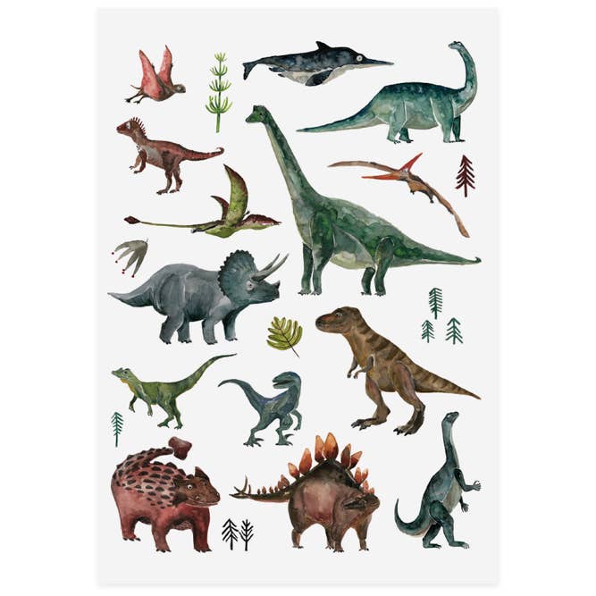 Dinosaur Temporary Tattoo Pack | One Page | Beautifully Artistic | Child Safe | Designed in Germany | made in Austria