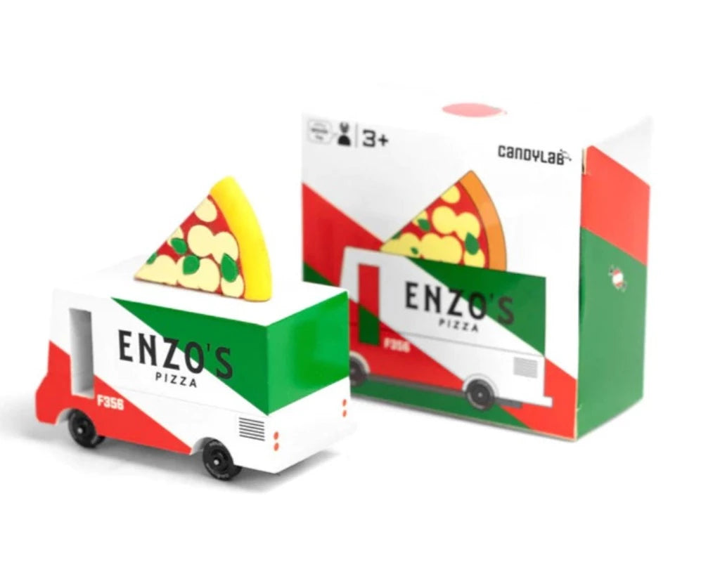 Candylab Enzo's Pizza Truck | ~3" x 2" | Ages 3+ | Made from beechwood