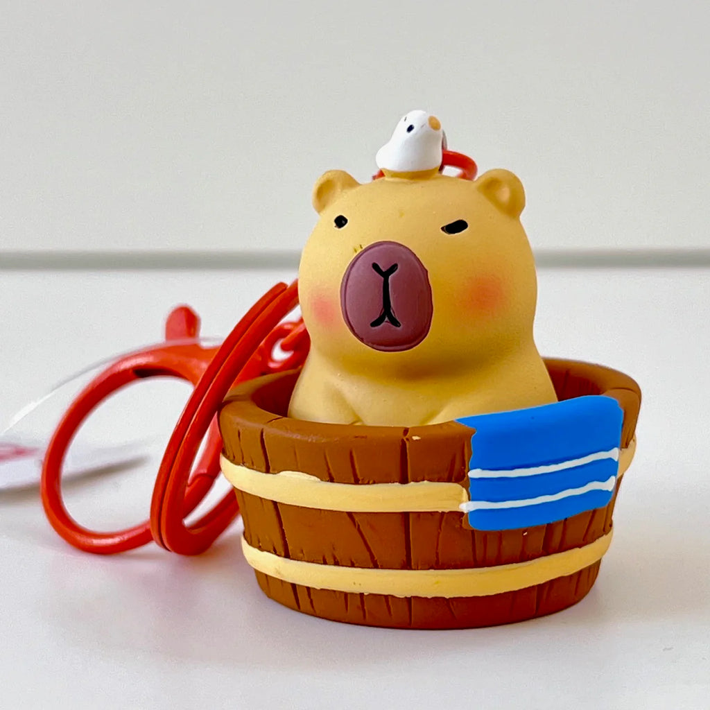 Capybara bag charm /  bathing capybara shown here| silicon | child safe | has a clip for hanging and key  holder | sold separately