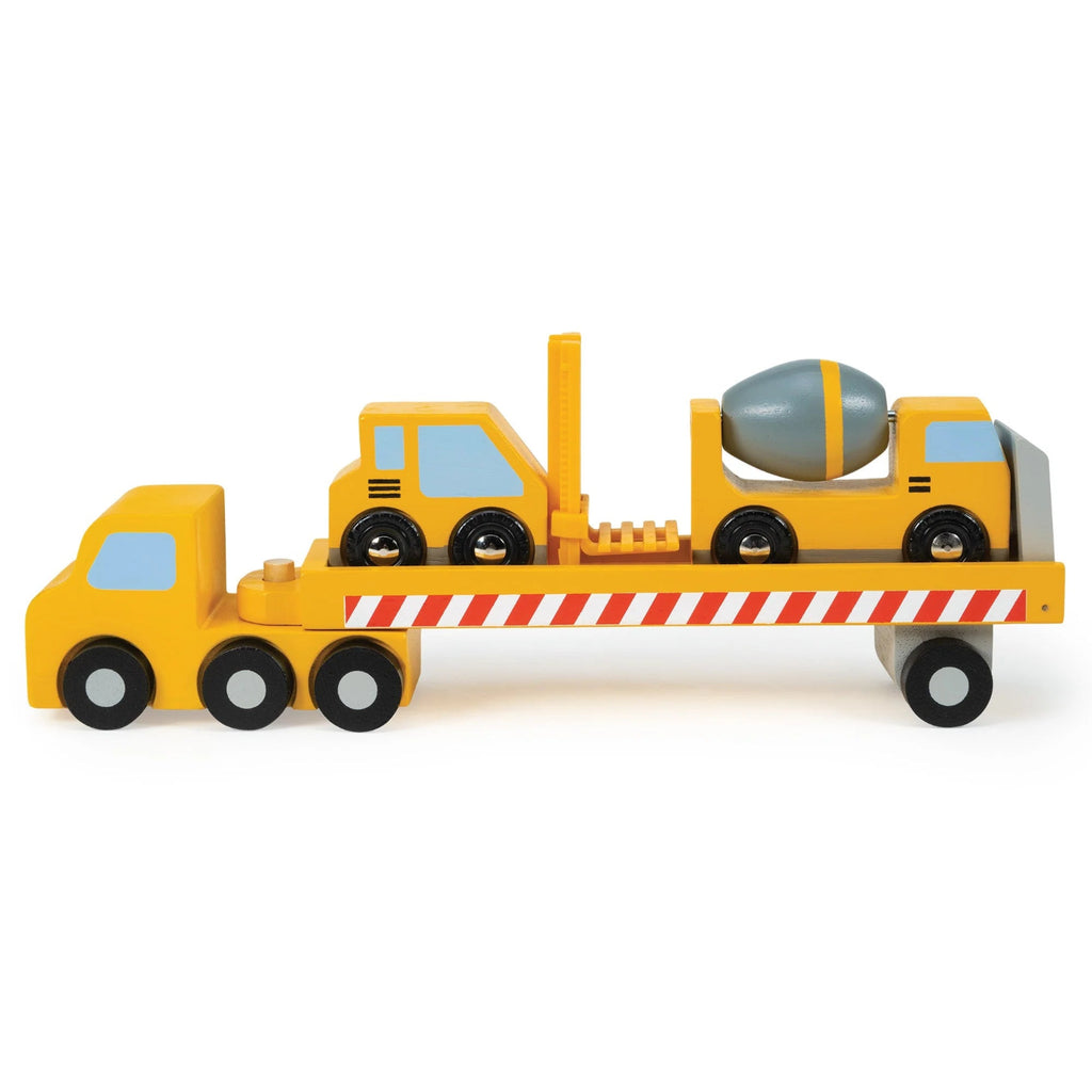 Wooden toy tranporter truck with 2 vehicles | vehicles can be taken off and played with separately | Ages 3+