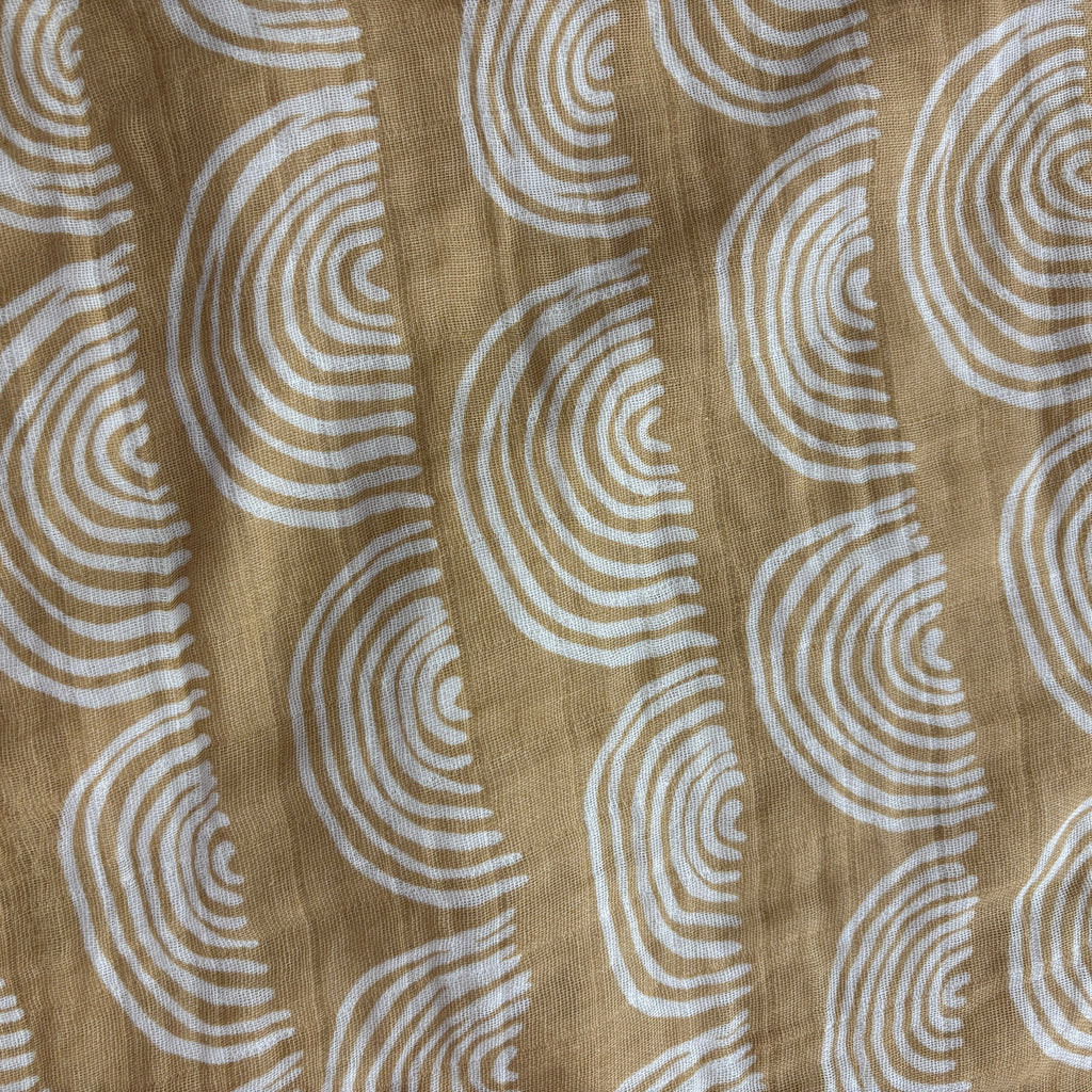 Cotton muslin infant swaddle | 45 x 45" \  Beige with white rainbows